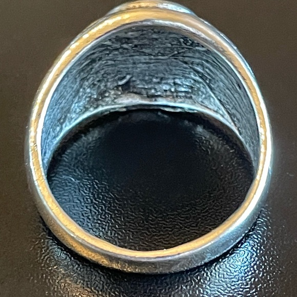 Sword and shield black obsidian S925 silver ring - Picture 4 of 9